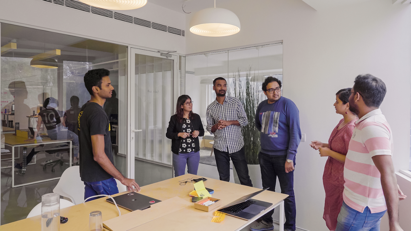 The Android engineering and design teams during a regular stand-up meeting