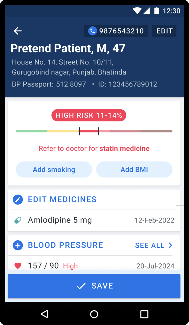 A systems diagram showing the initial flow of patients being screened for hypertension at district hospitals