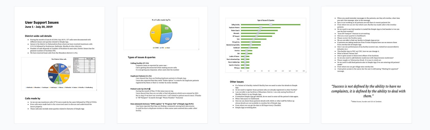 An example of an actual customer support report prepared in India. See the Google Doc